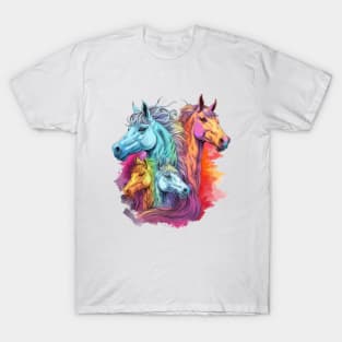 Four Horses colorful T-Shirt